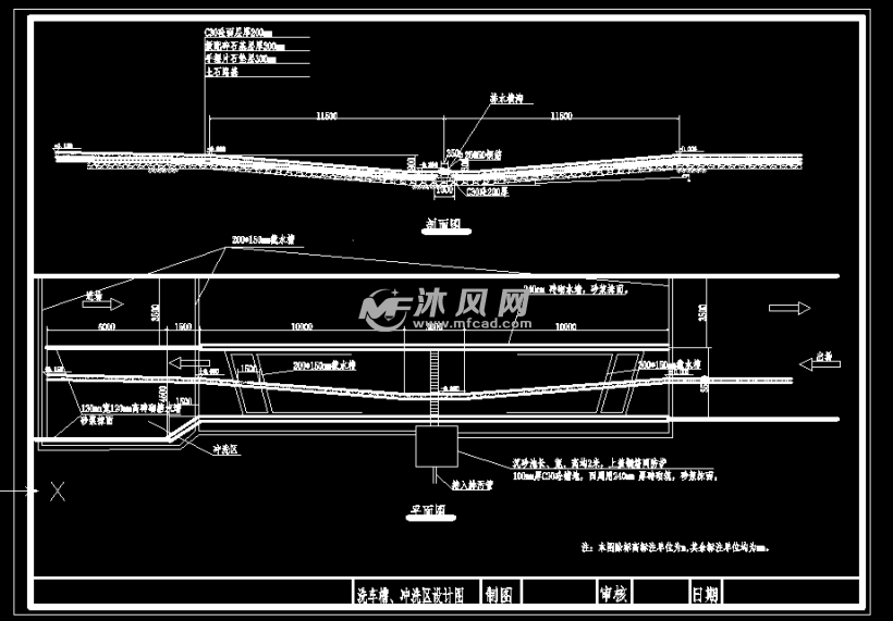 五款建筑工地入口洗车槽,冲洗区施工图纸