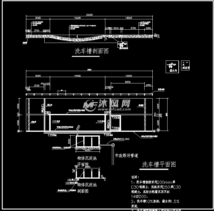 五款建筑工地入口洗车槽冲洗区施工图纸