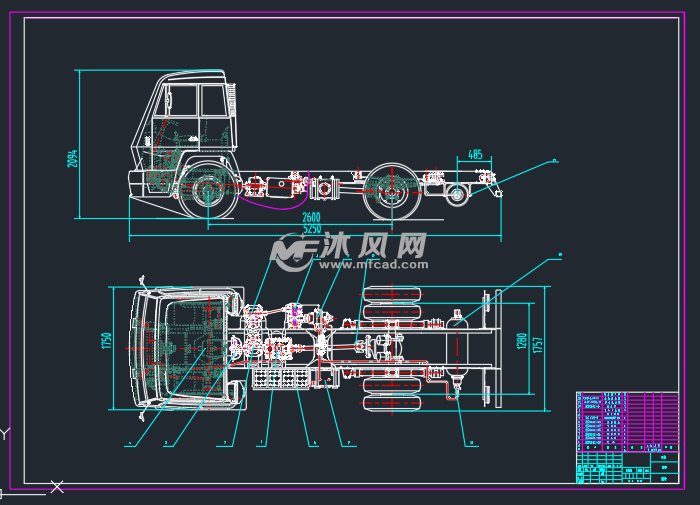 卡车货车二维cad结构布局底盘设计