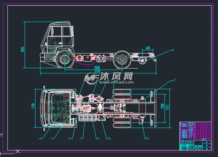 卡车货车二维cad结构布局底盘设计 - 专用车图纸