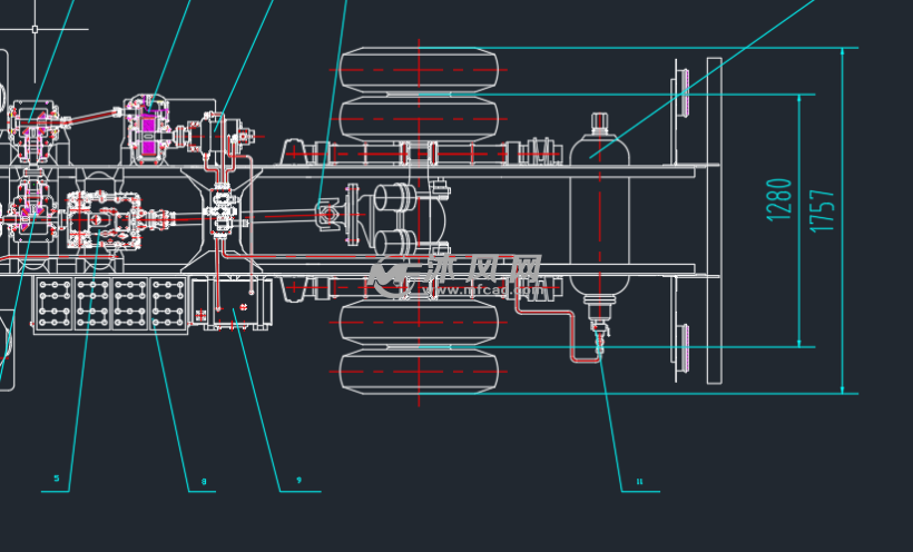 卡车货车二维cad结构布局底盘设计