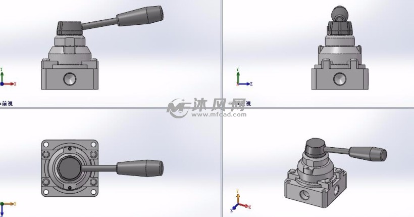 vh30 4通手动阀模型三视图