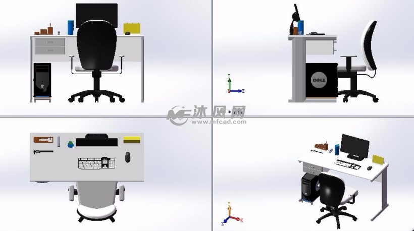 电脑桌椅模型三视图
