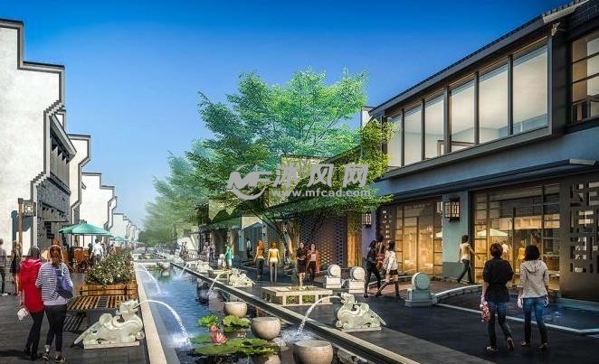 中式新农村商业街建筑设计模型