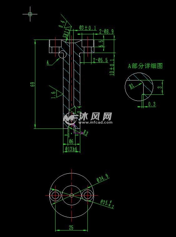 简单矩形塑件总装和零件图