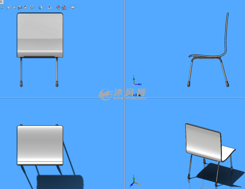 简约办公椅模型三视图