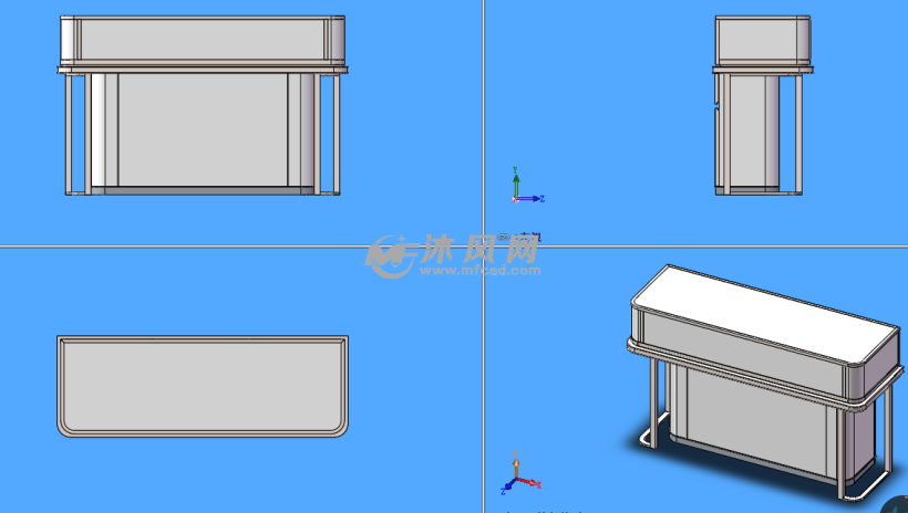 弧形展柜模型三视图