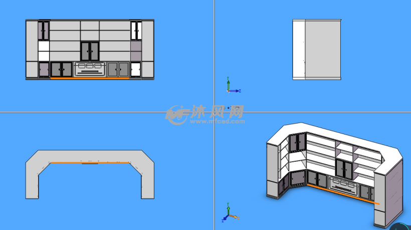 c型书柜模型三视图