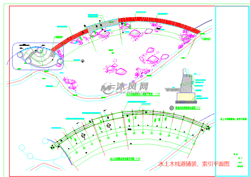 水上木栈道铺装,索引平面图