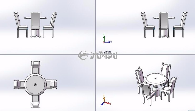 四人餐桌三维模型