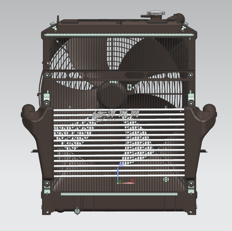 卡车发动机散热器含风扇三维结构设计