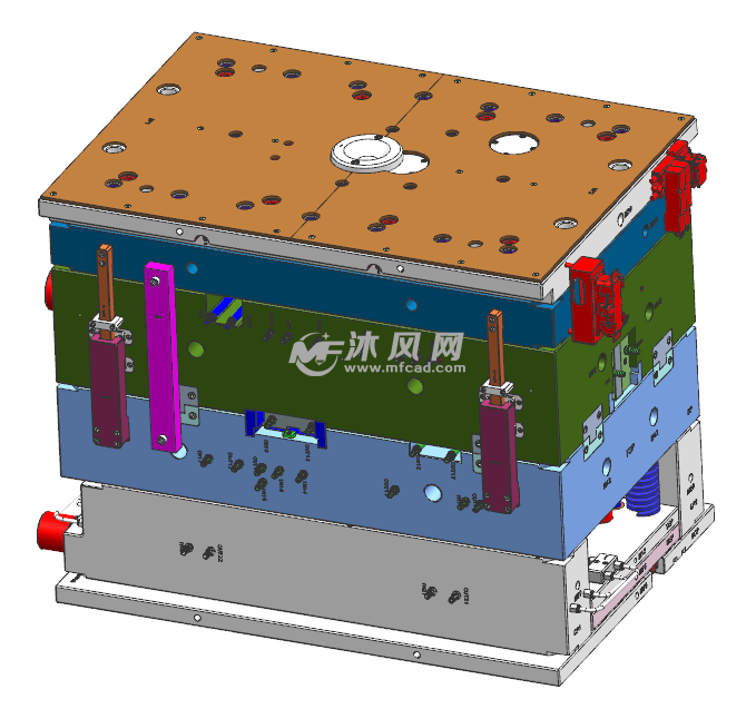 斜顶跑水路的本田汽车制冷结构件模具图纸 - 注塑模