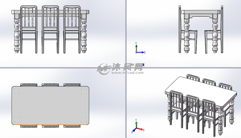 多人餐桌三维设计模型