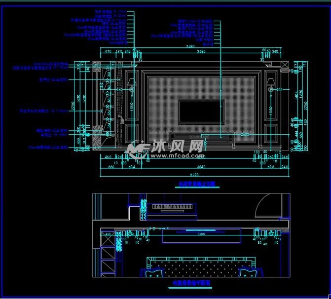 电视背景墙立面图