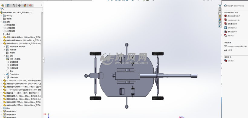 高射炮模型图 - 军工模型图纸 - 沐风网