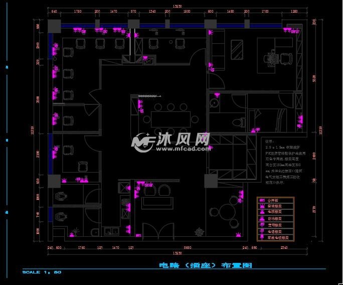 小型办公室cad施工图