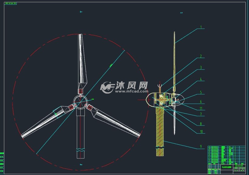 风力发电cad图纸