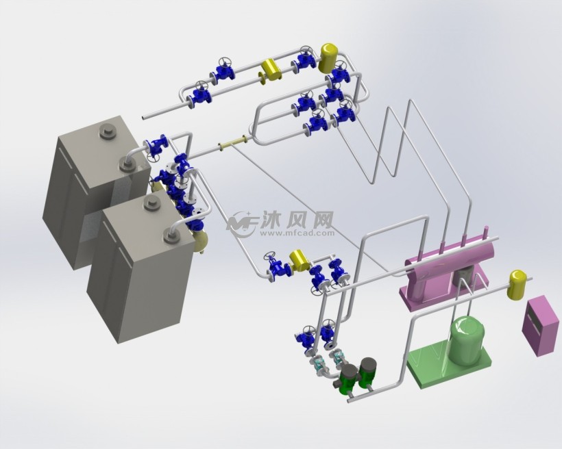 蒸汽式热交换器制药工程管路三维模型
