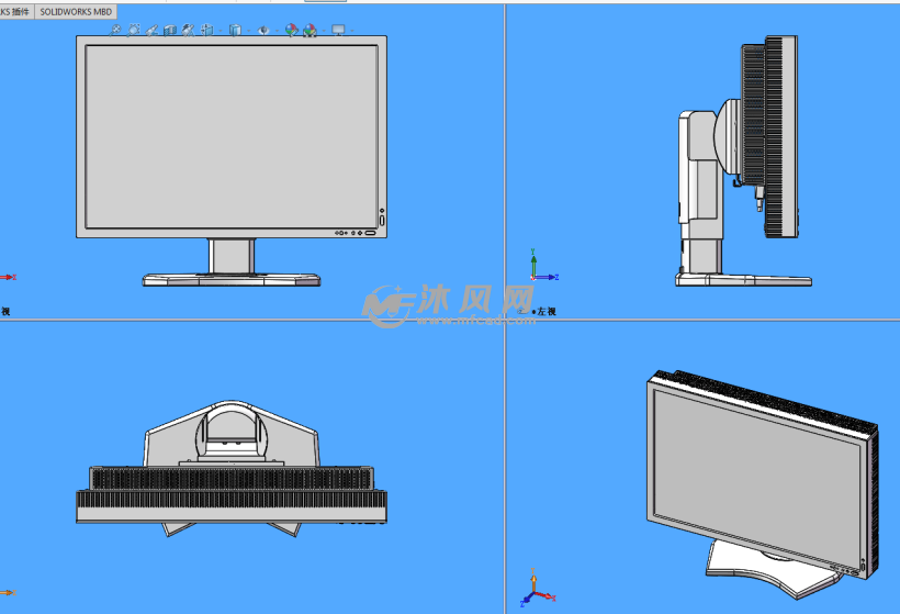 可升降显示器模型三视图