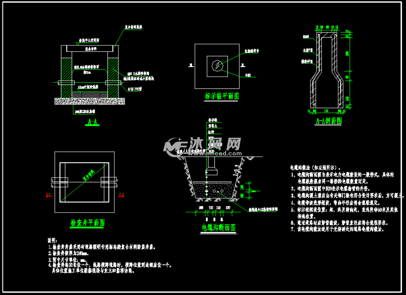 路灯安装路灯控制箱手孔井及电缆沟大样图