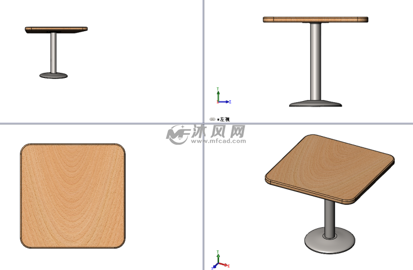 方形桌子模型三视图