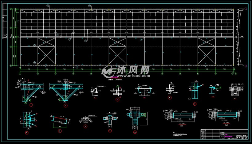 24米跨带吊车梁钢结构施工图 - 工农业建筑图纸