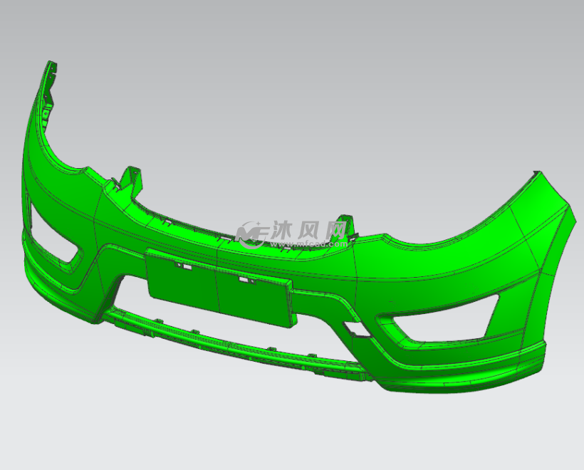 大型汽车后保险杠全3d模具设计图纸 注塑模图纸 沐风网