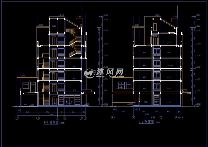 多层框剪结构办公楼施工图(总建筑面积3765平米)