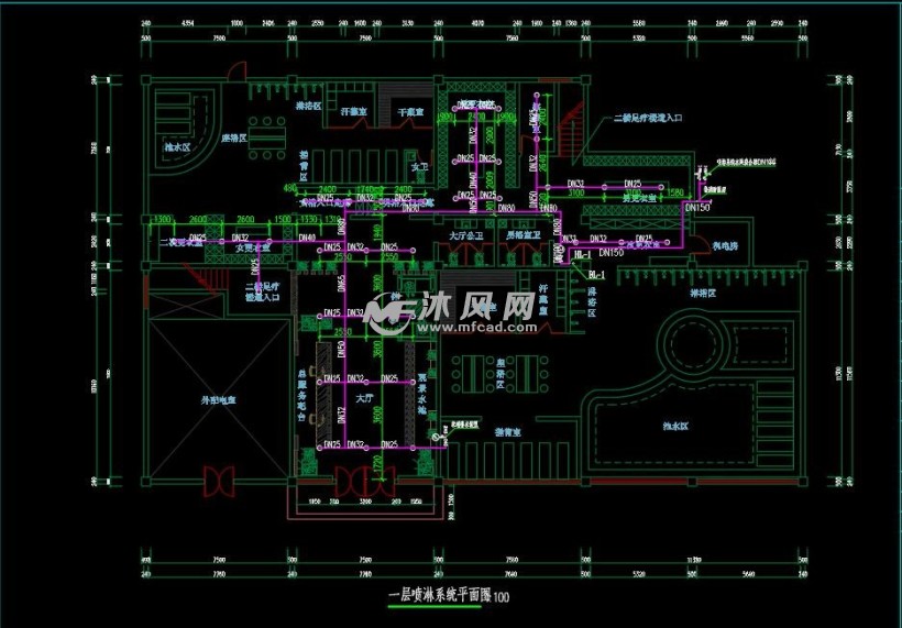 一层喷淋系统平面图