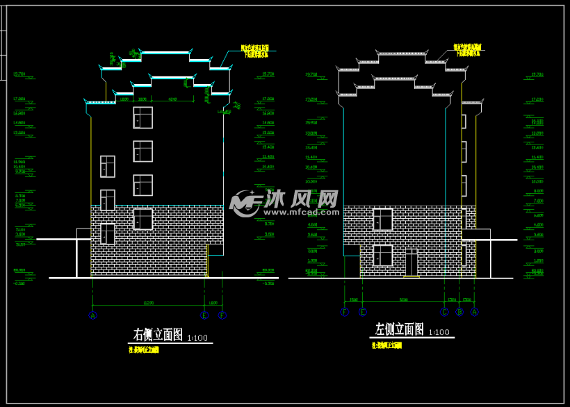 住院部建筑侧立面图