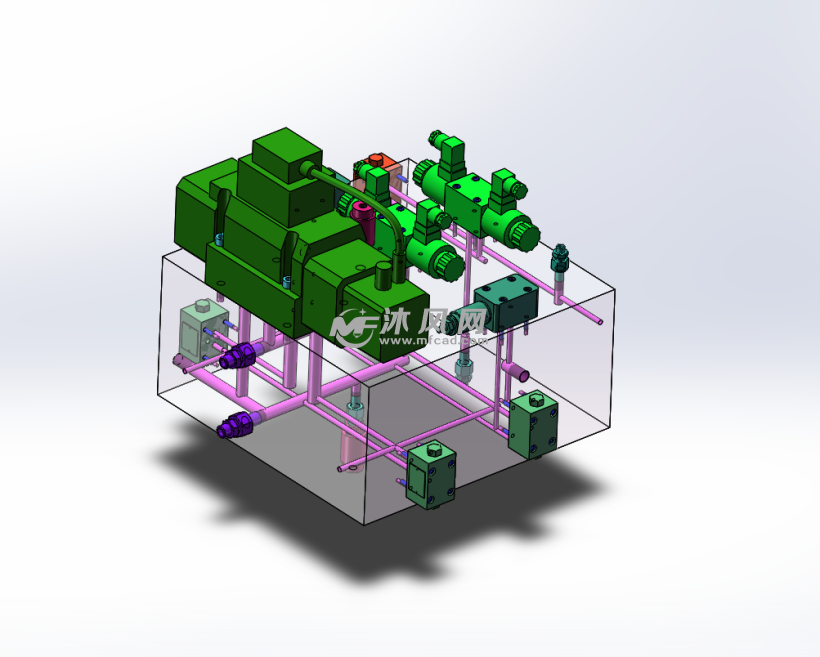 液压阀块装配模型整体图