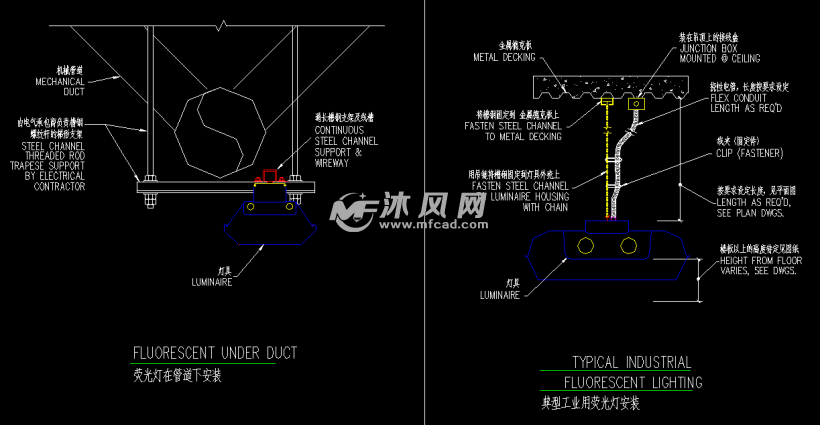 荧光灯等灯具安装详图