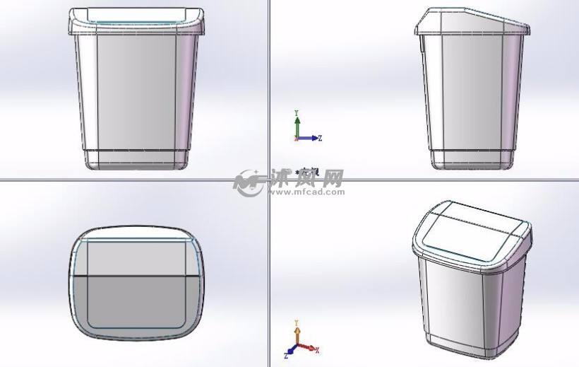 塑料垃圾桶设计模型三视图