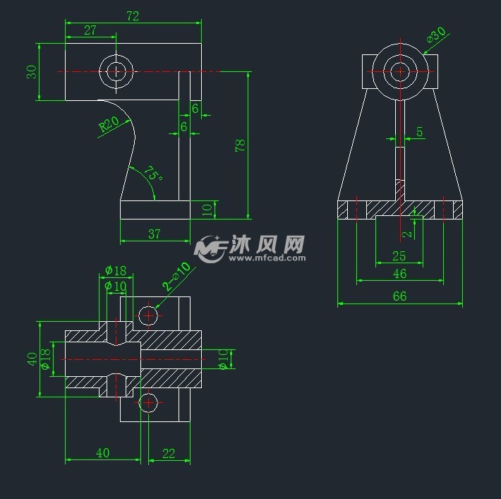 支架铣端面夹具设计 支架零件图