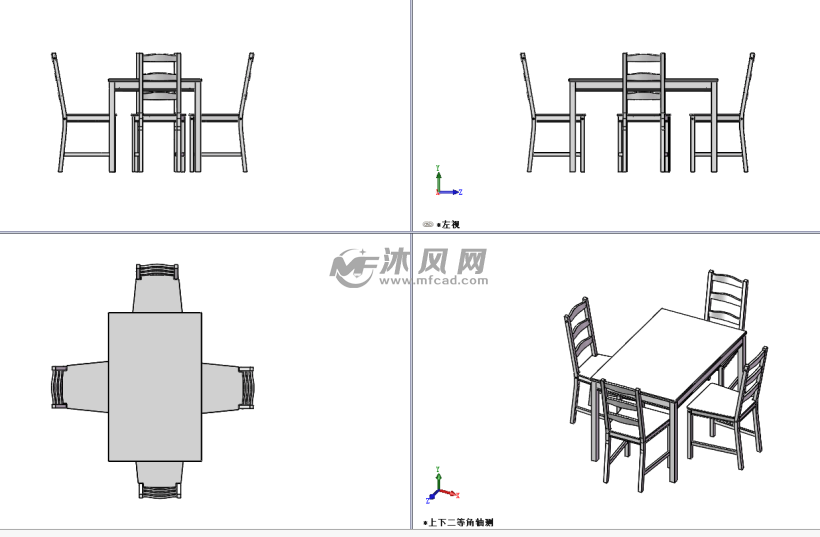 餐桌模型图三视图