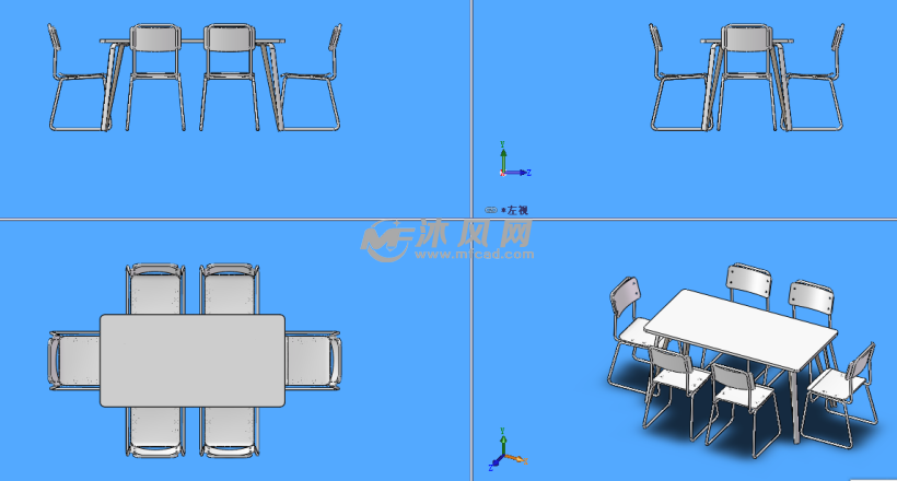 办公桌椅模型三视图