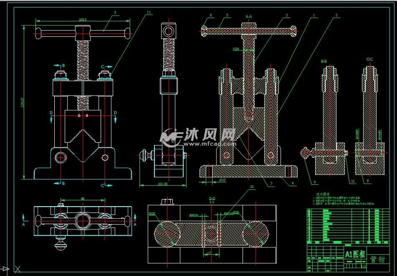 工业丝杆管钳夹具