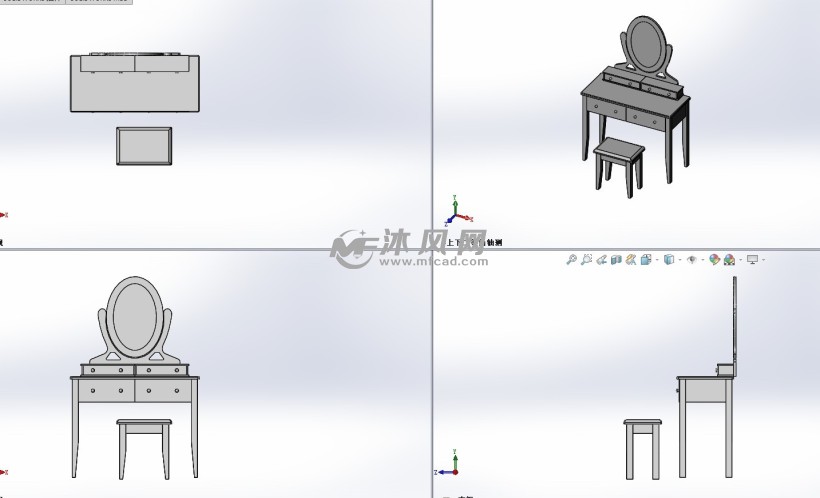 简欧梳妆台模型三视图