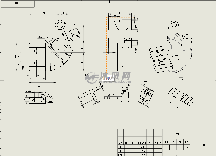 solidworks支架零件工程图尺寸标注及其调整_solidworks工程图/e