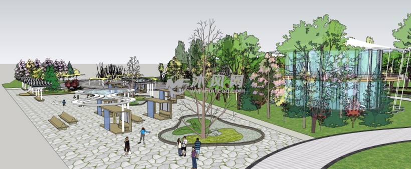 现代风格城市中心休闲公园广场规划设计