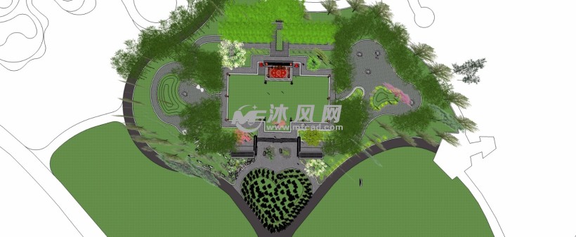 古建筑公园舞台婚礼婚庆场景设计