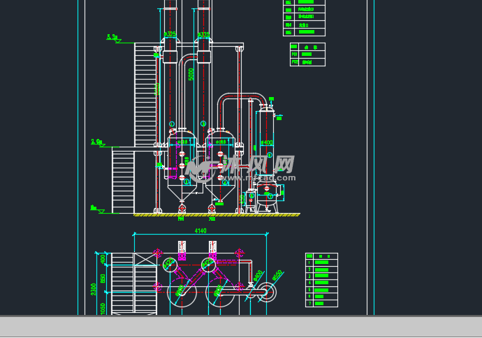 双效降膜蒸发器 - 分离压力容器图纸 - 沐风网