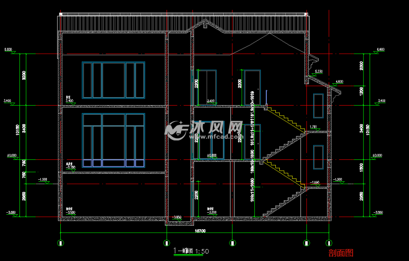 两层钢框架结构别墅建筑结构施工图