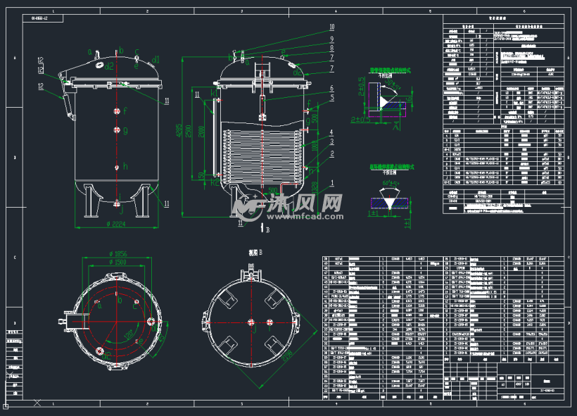压力容器蒸压釜 cad图纸