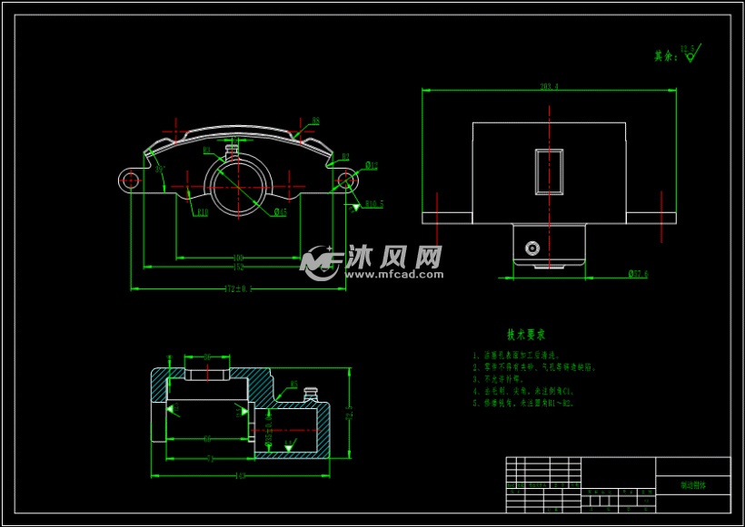 盘式制动器图纸二维三维