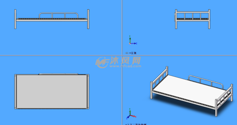 单人床模型三视图