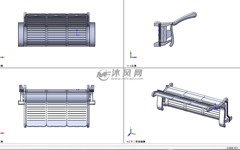 家用木质长椅三视图