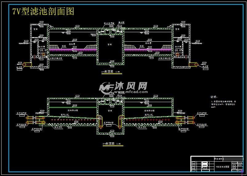 7v型滤池剖面图