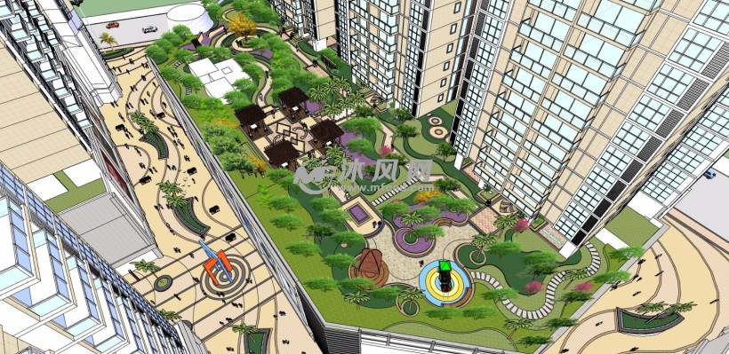 高层住宅小区公园广场屋顶花园景观