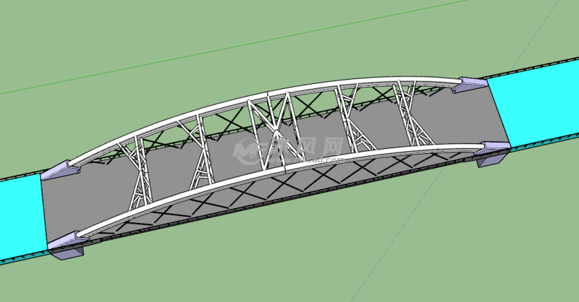 下承式钢管拱桥 - 建筑模型图纸 - 沐风网